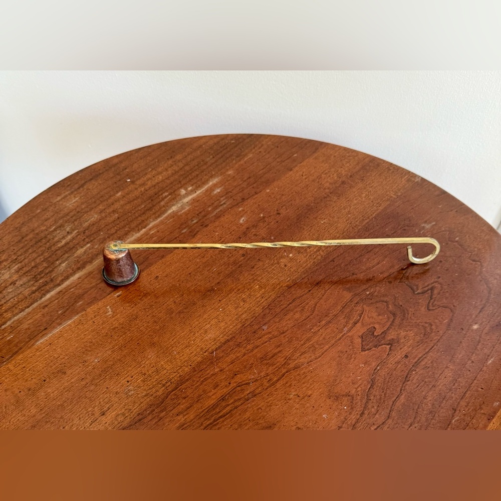 Vintage Copper Candle Snuffer with Solid Brass Spiral Handle 11" Long - Picture 2 of 6